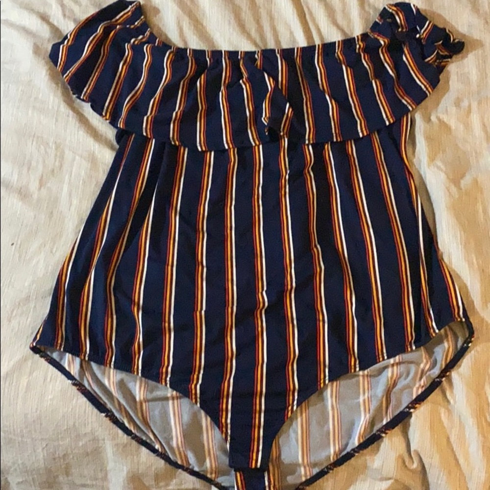 Striped Off Shoulder Body Suit